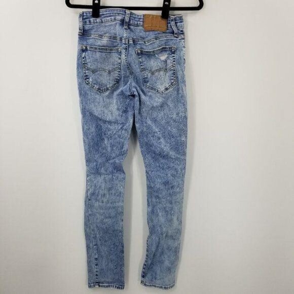 American Eagle Mens Light Wash Acid Wash Skinny Jeans Distressed 26 x 30 - Picture 5 of 11